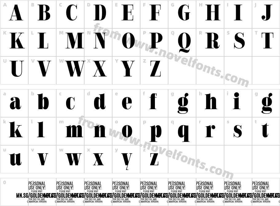 Golden State Serif PERSONAL BlackCharacter Map