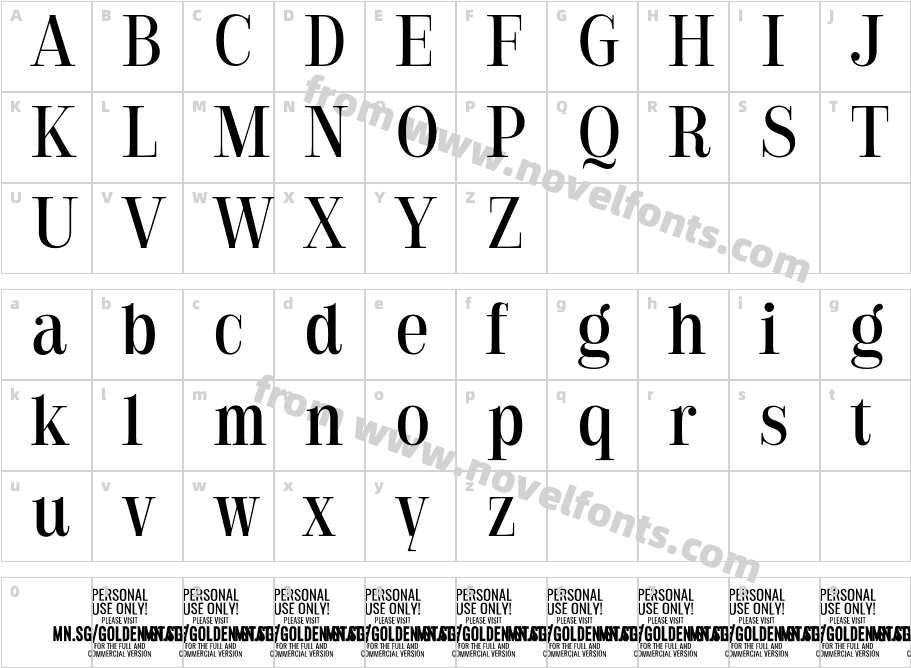 Golden State Serif PERSONAL RegularCharacter Map