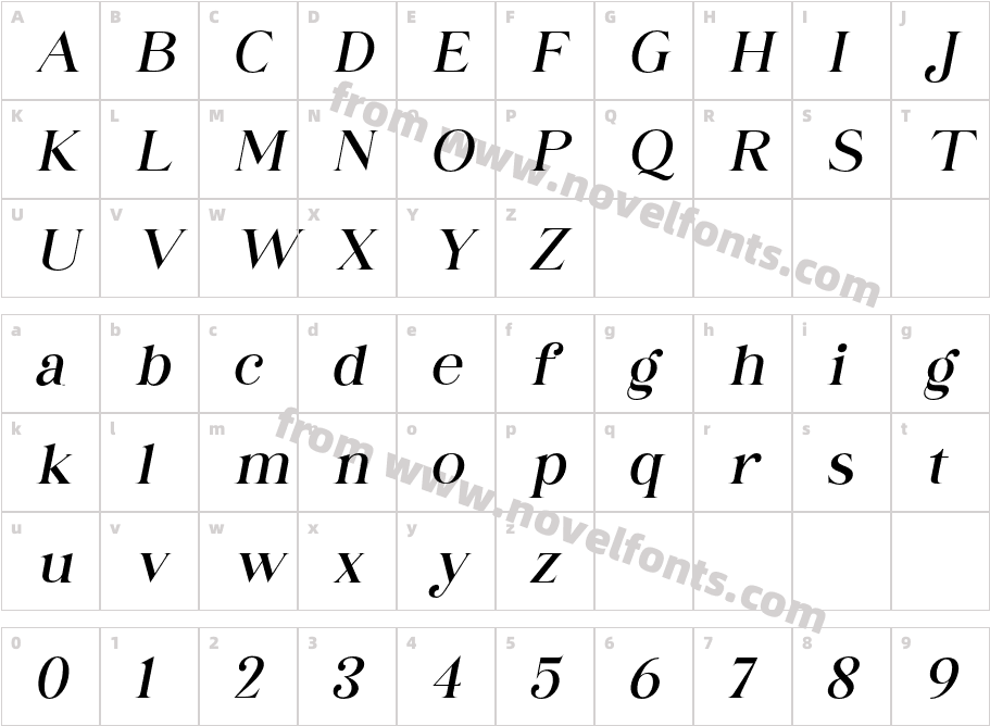 Goldink Brittey ObliqueCharacter Map
