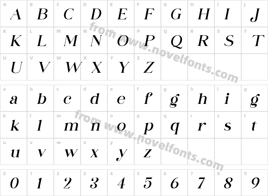 Goldink Brittey ObliqueCharacter Map