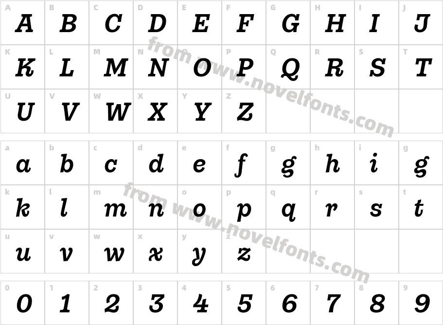 Gonzaga Trial Bold ItalicCharacter Map