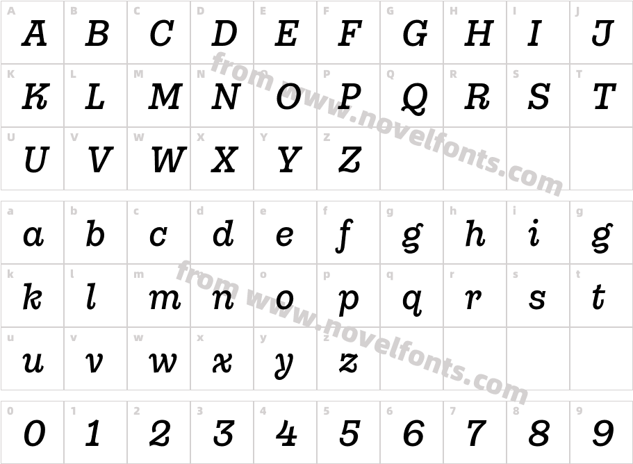 Gonzaga Trial Medium ItalicCharacter Map