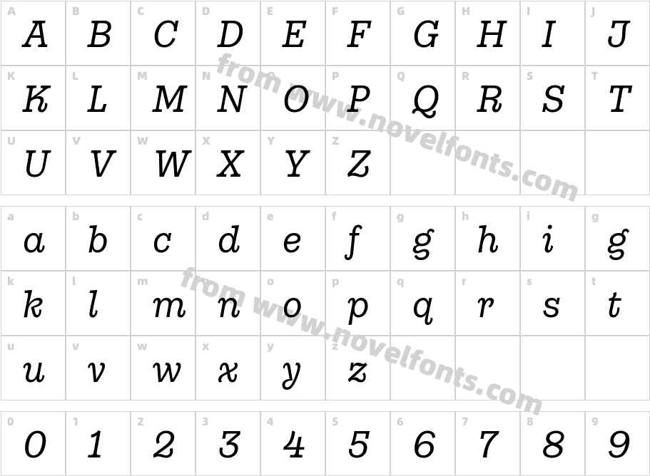 Gonzaga Trial Regular ItalicCharacter Map