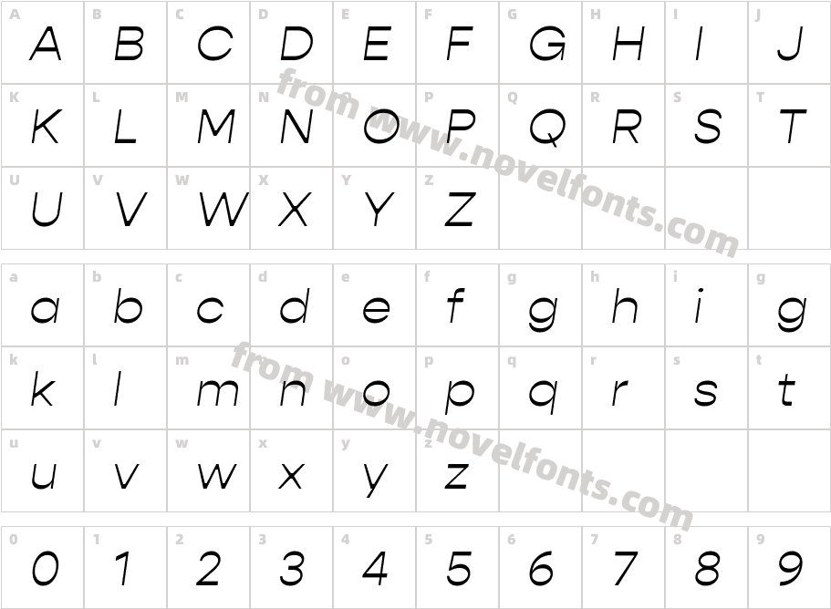 Gopher Display Light ItalicCharacter Map