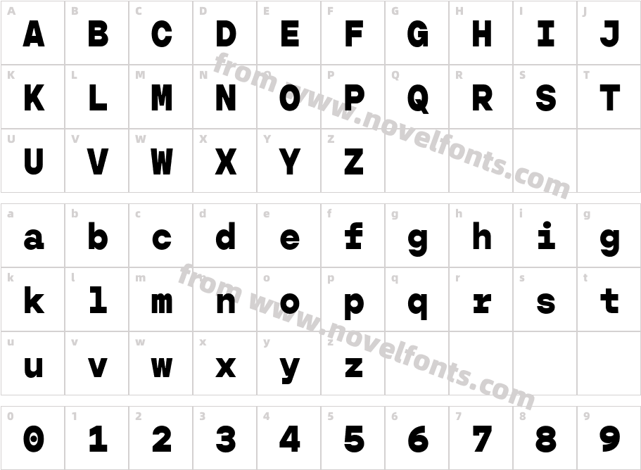 Gopher Mono BlackCharacter Map