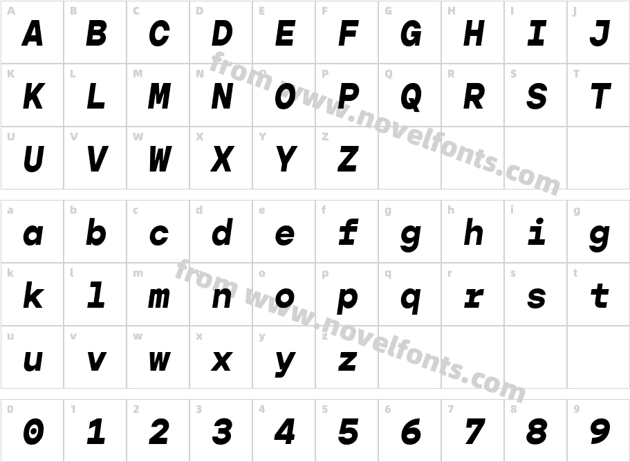 Gopher Mono Extra Bold ItalicCharacter Map