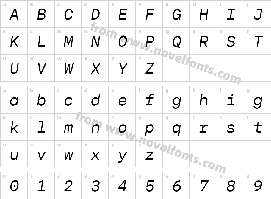 Gopher Mono ItalicCharacter Map