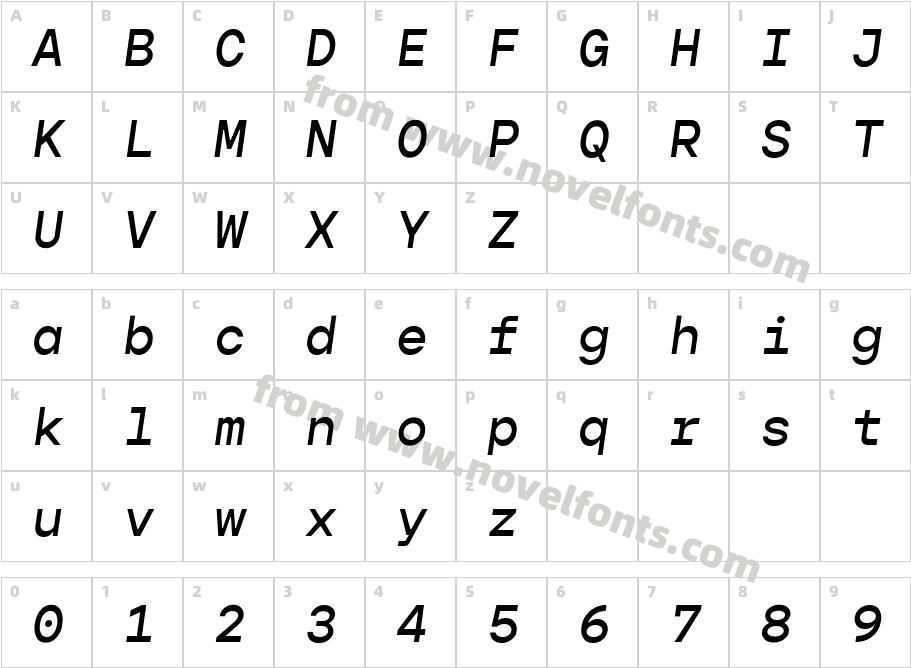 Gopher Mono Medium ItalicCharacter Map