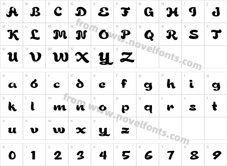 Gorgeous Jhen RegularCharacter Map