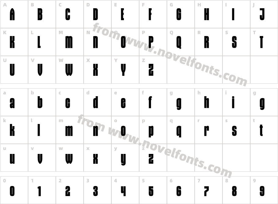 Gothiks Compressed Black RegularCharacter Map