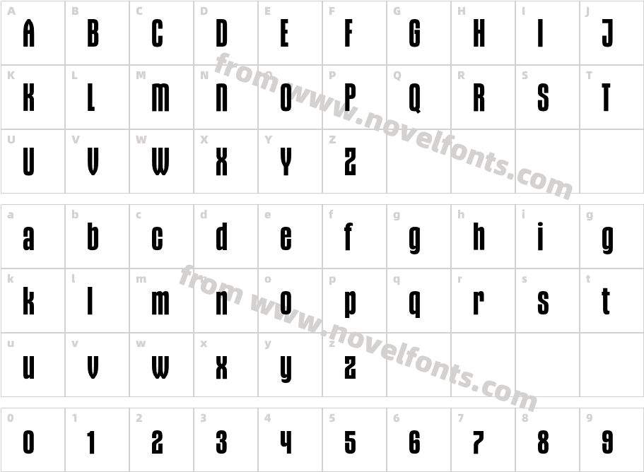 Gothiks Condensed Bold RegularCharacter Map
