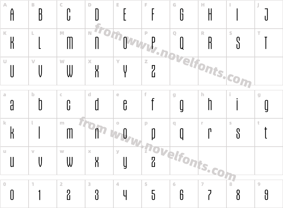 Gothiks Condensed Light RegularCharacter Map