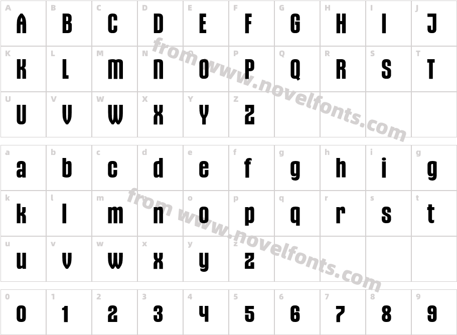 Gothiks Trial BoldCharacter Map