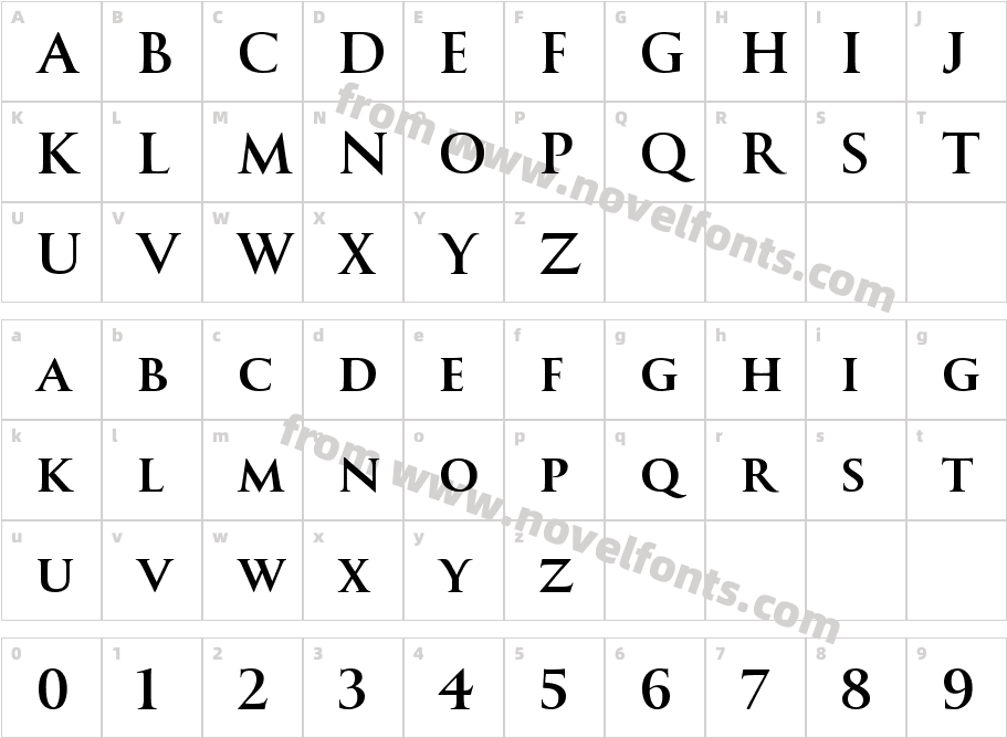 Goudy Titling W05 BoldCharacter Map