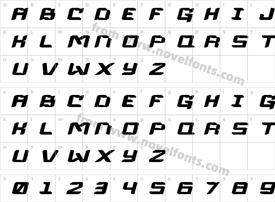 Gozen Expanded ItalicCharacter Map