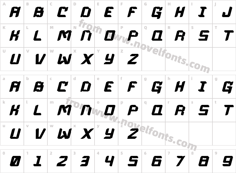 Gozen ItalicCharacter Map