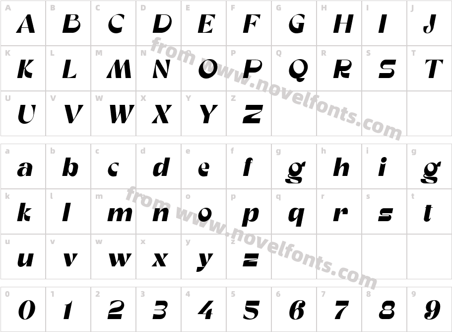 Granbury ItalicCharacter Map