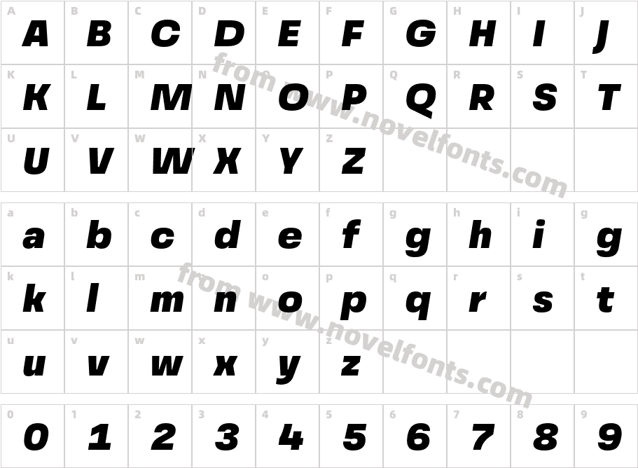 Grandis Black ItalicCharacter Map