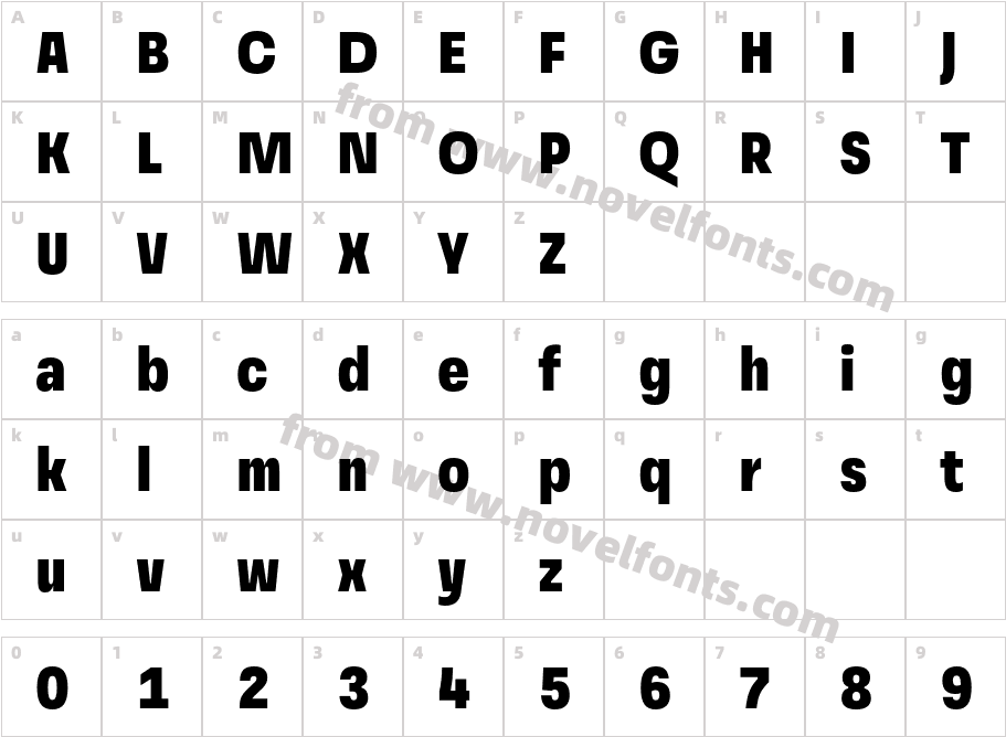 Grandis Condensed BlackCharacter Map
