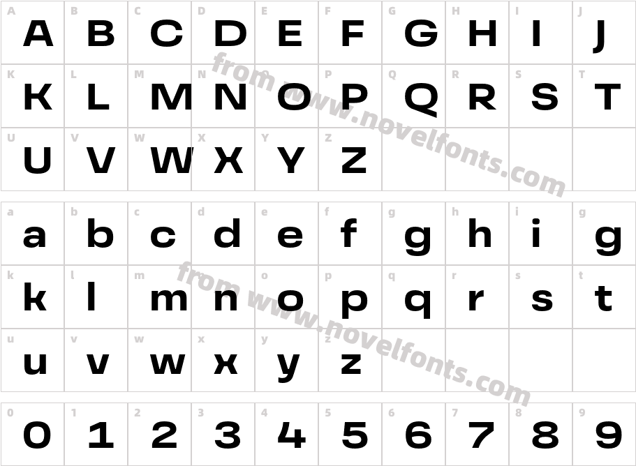 Grandis Extended BoldCharacter Map