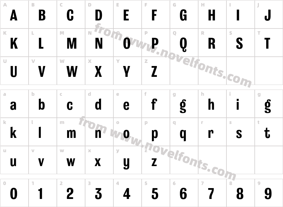 Grange Bold CondensedCharacter Map