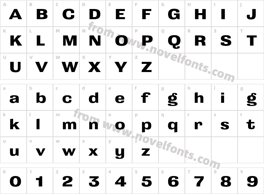 Grange Bold ExtendedCharacter Map