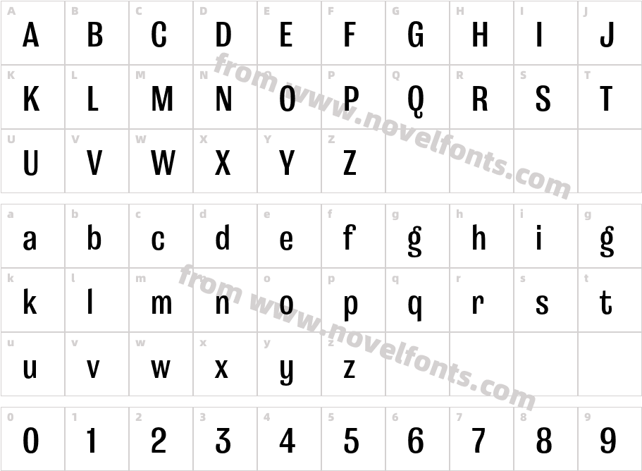 Grange Demi Bold CondensedCharacter Map