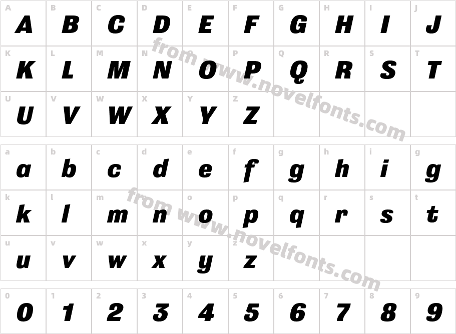Grange Heavy ItalicCharacter Map