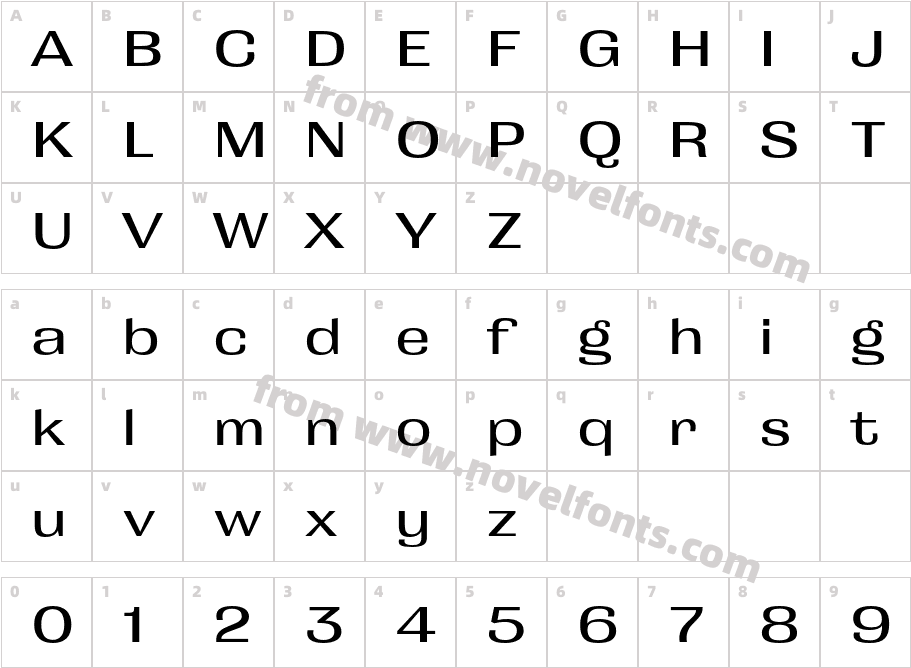 Grange Medium ExtendedCharacter Map