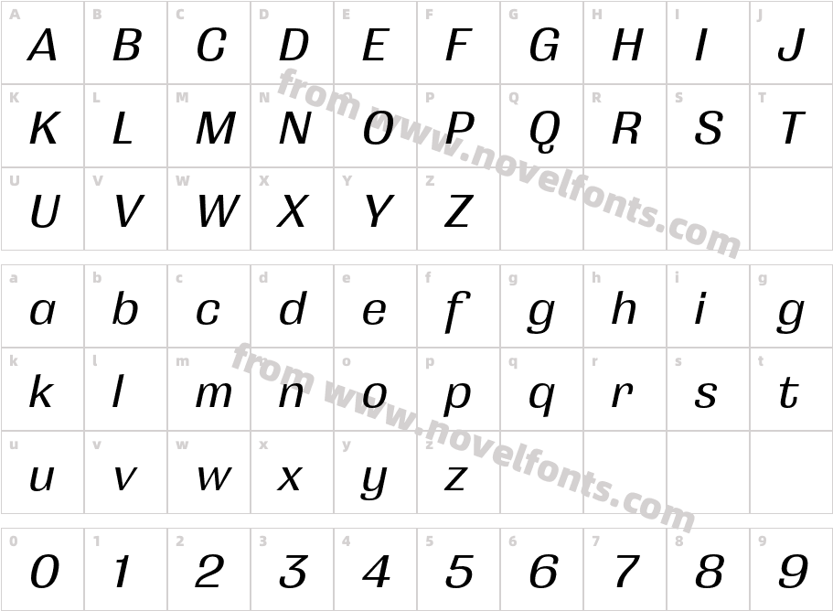 Grange Medium ItalicCharacter Map