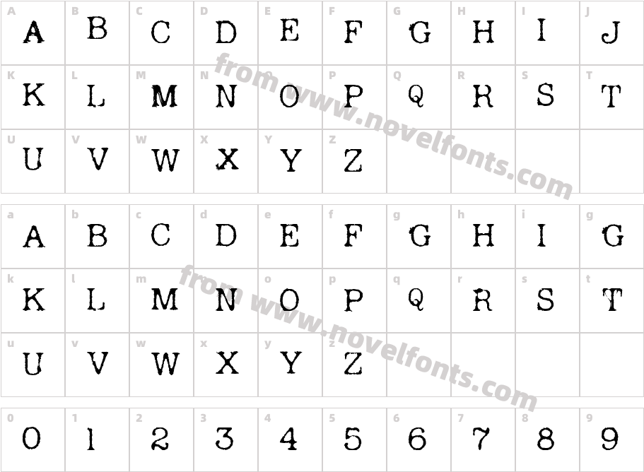 Andreas TypewriterCharacter Map