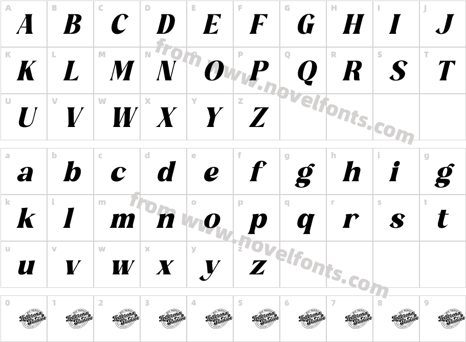 Gravelo DEMO VERSION ItalicCharacter Map