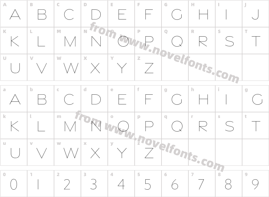 Gravesend Sans FineCharacter Map