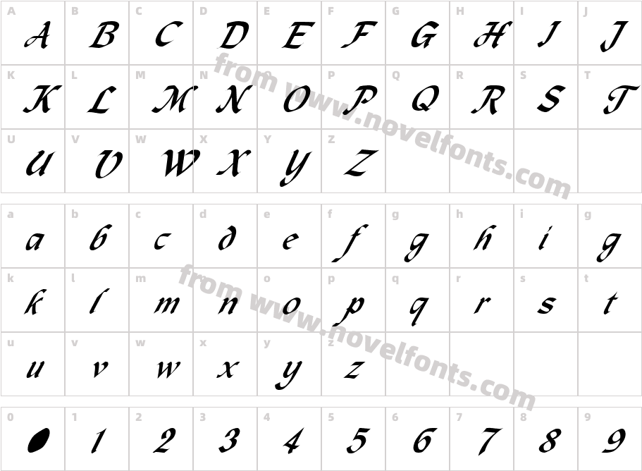 MacHumaine ItalicCharacter Map