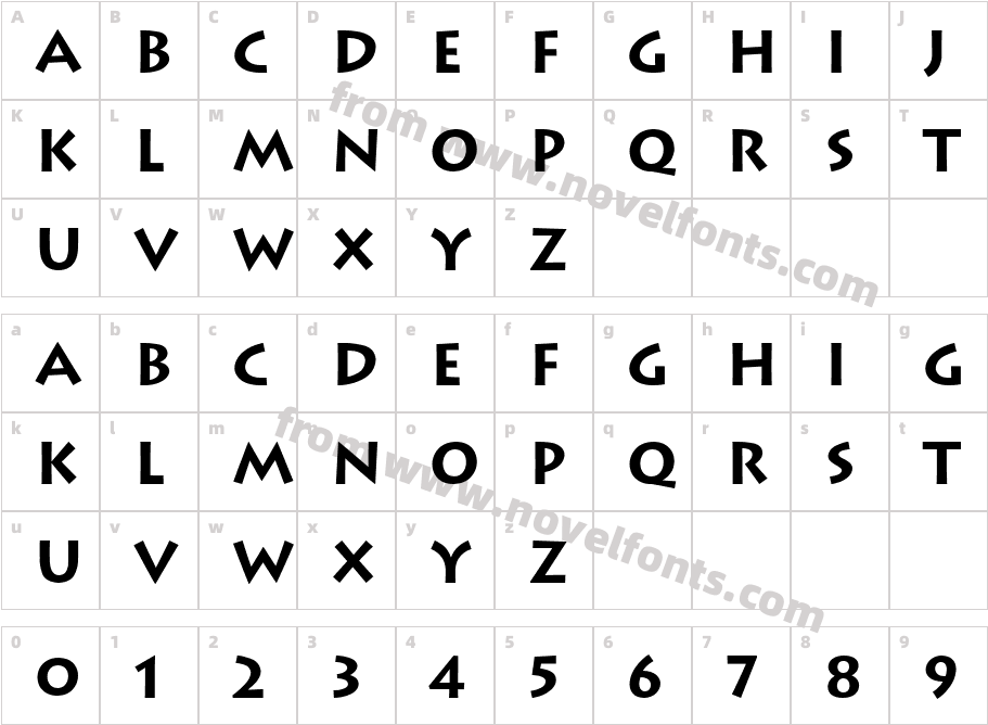 Greco BoldCharacter Map