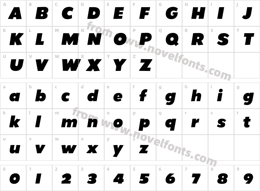 GrenadineMVB Blk ItalicCharacter Map