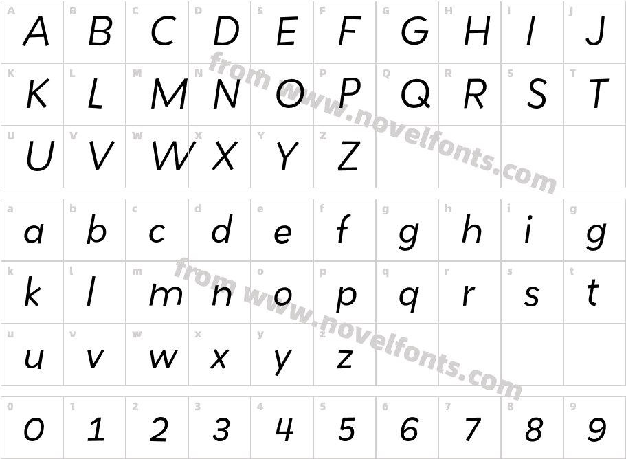 GrenadineMVB ItalicCharacter Map
