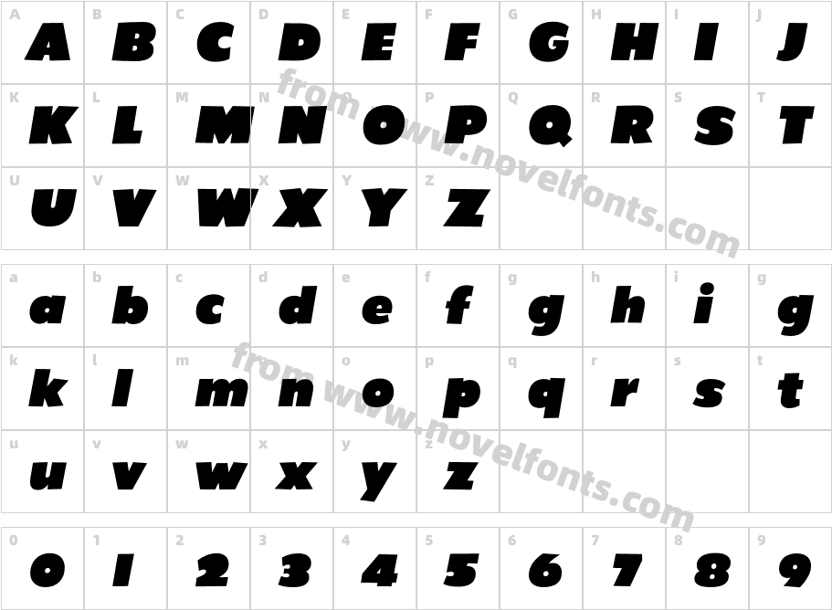 GrenadineMVB Ultra ItalicCharacter Map