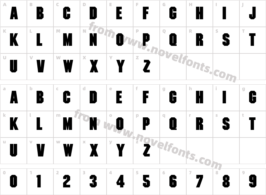 Machine BoldCharacter Map