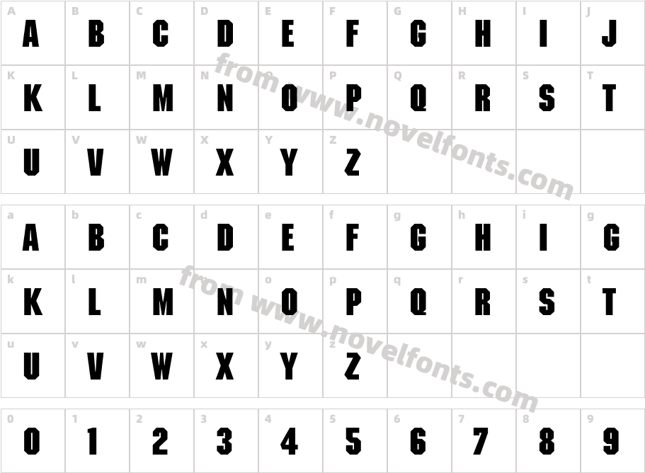 Machine-BoldCharacter Map