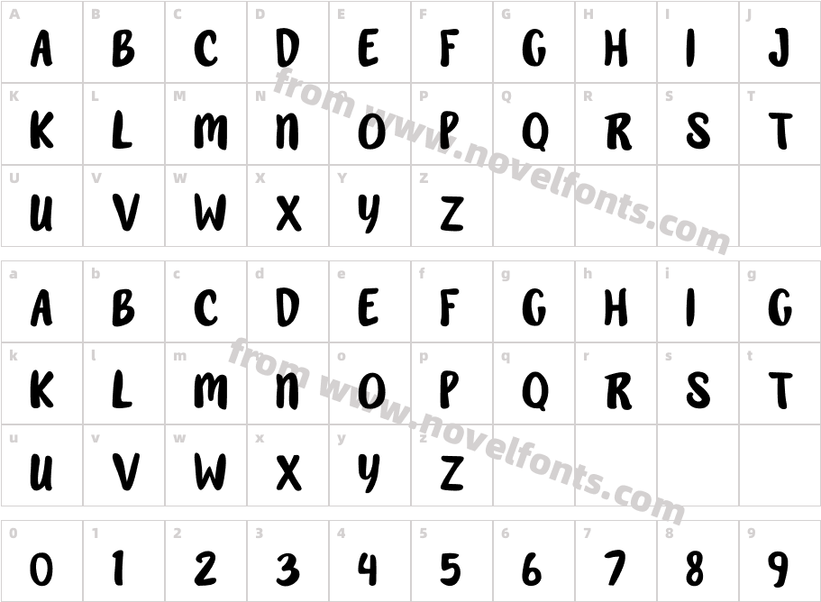 Grizzy Display RegularCharacter Map