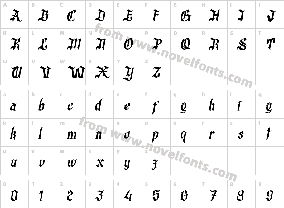 Grogoth Demo ItalicCharacter Map