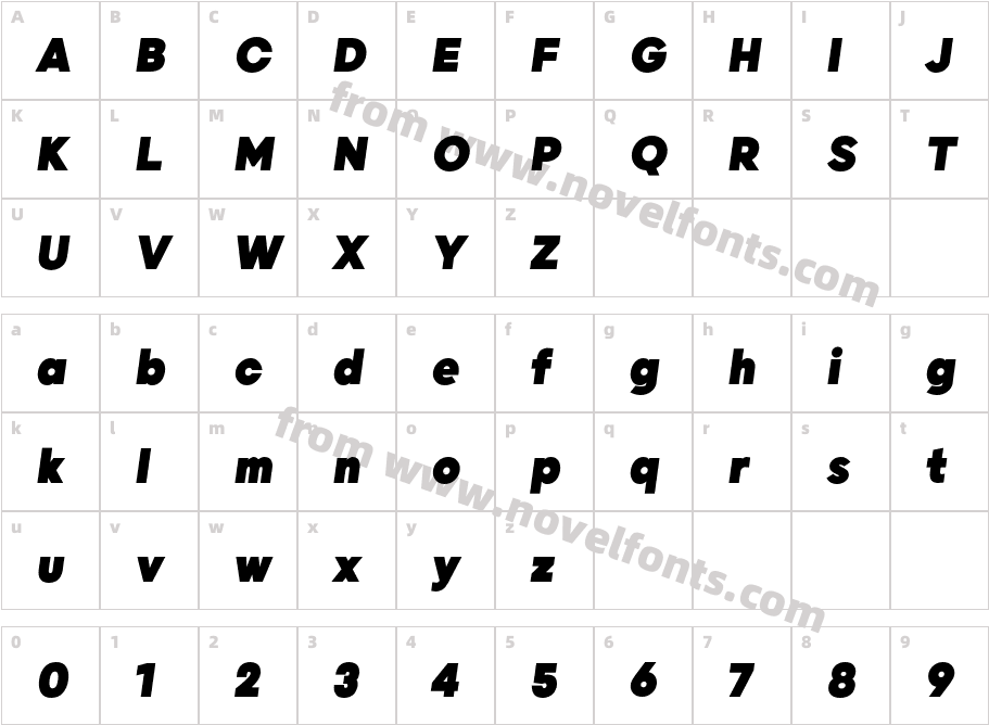 Grold Extra Black ItalicCharacter Map