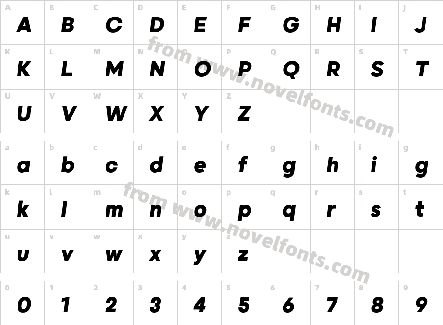 Grold Extra Bold ItalicCharacter Map