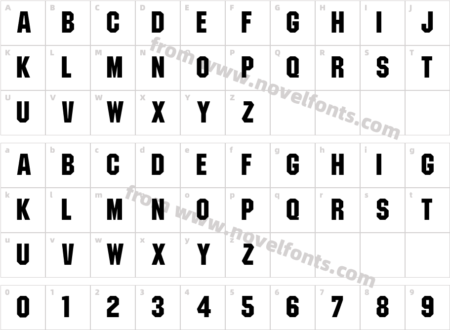 MachineFontCharacter Map