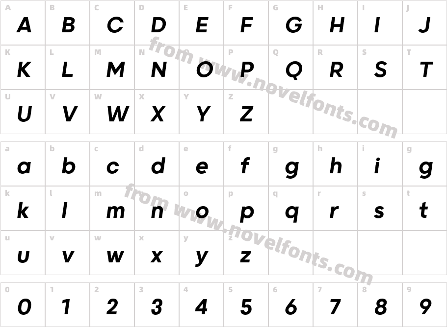 Grold Medium ItalicCharacter Map