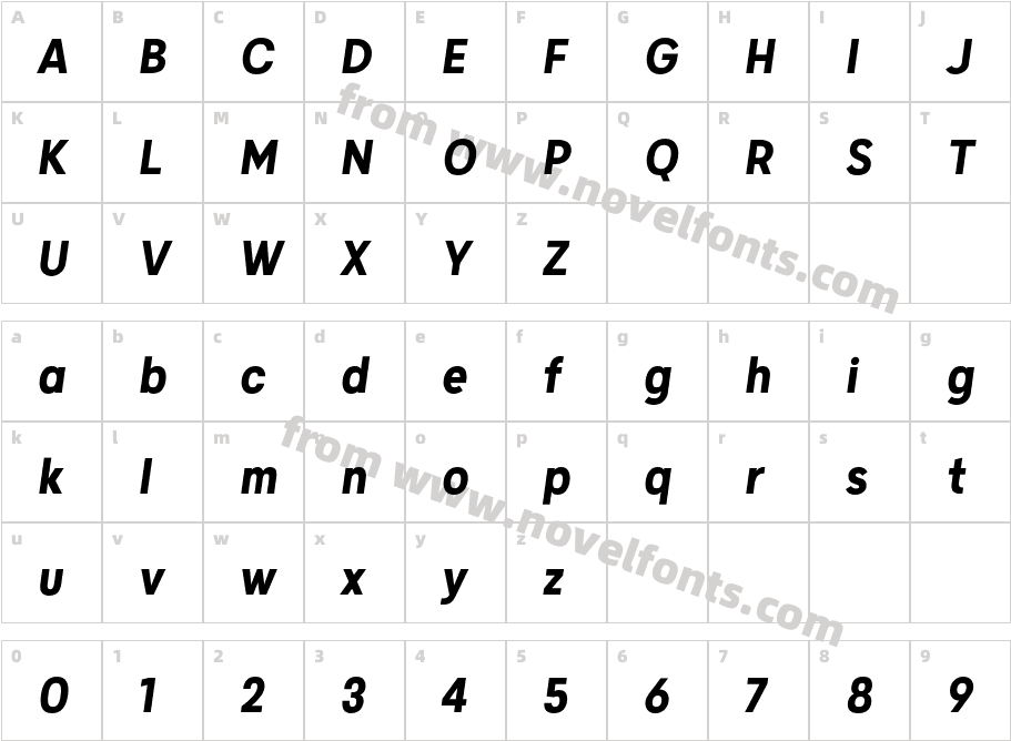 Grold Slim Medium ItalicCharacter Map