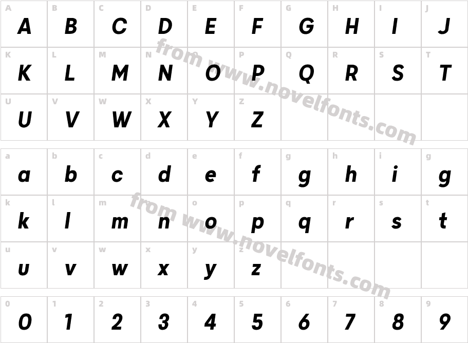 Grold Slim Medium ItalicCharacter Map