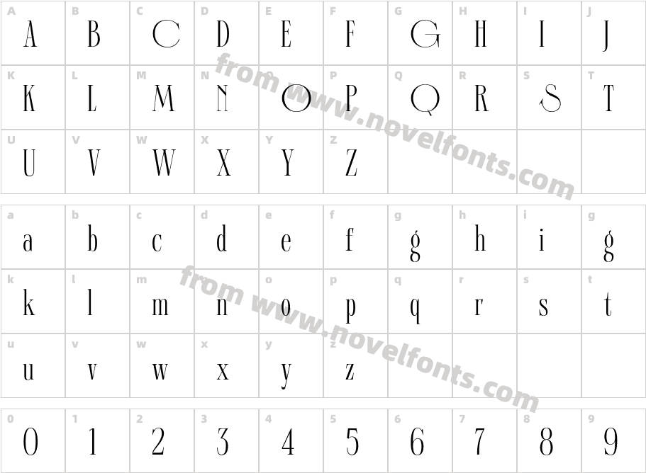 Grostino RegularCharacter Map