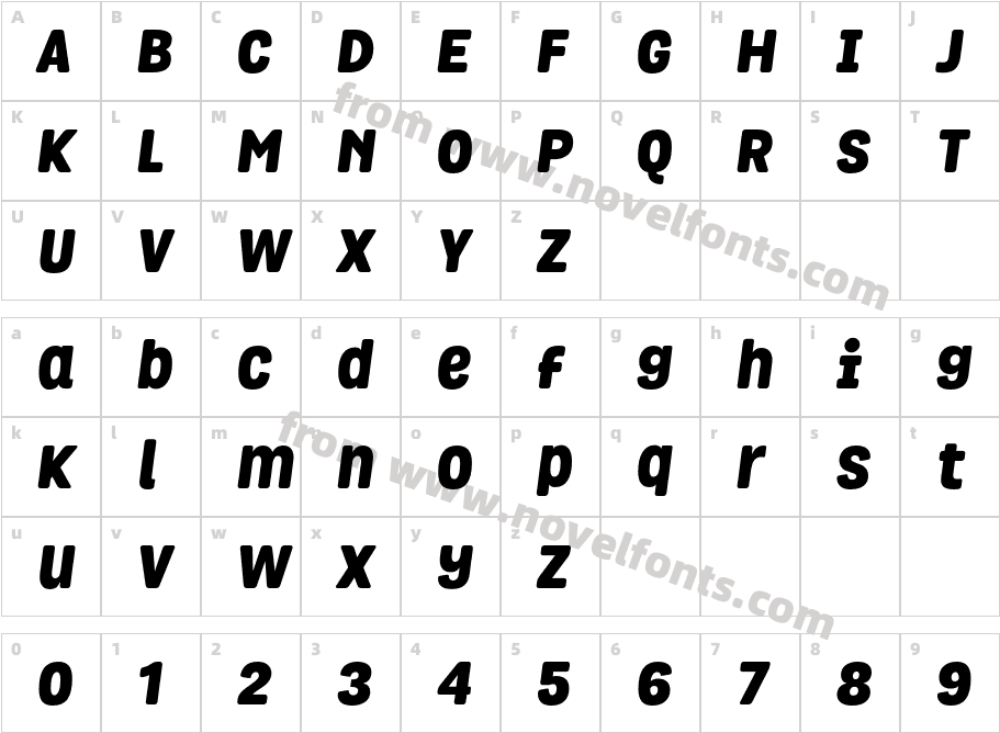 Grota Rounded Black ItalicCharacter Map